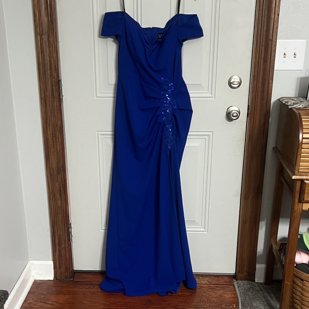 Windsor Royal Blue Strapless Military Ball Dress